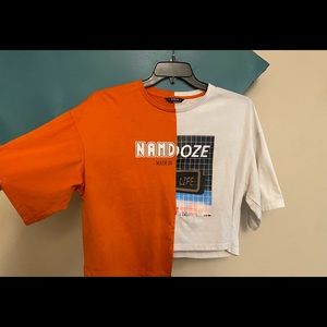 Split graphic tee shirt